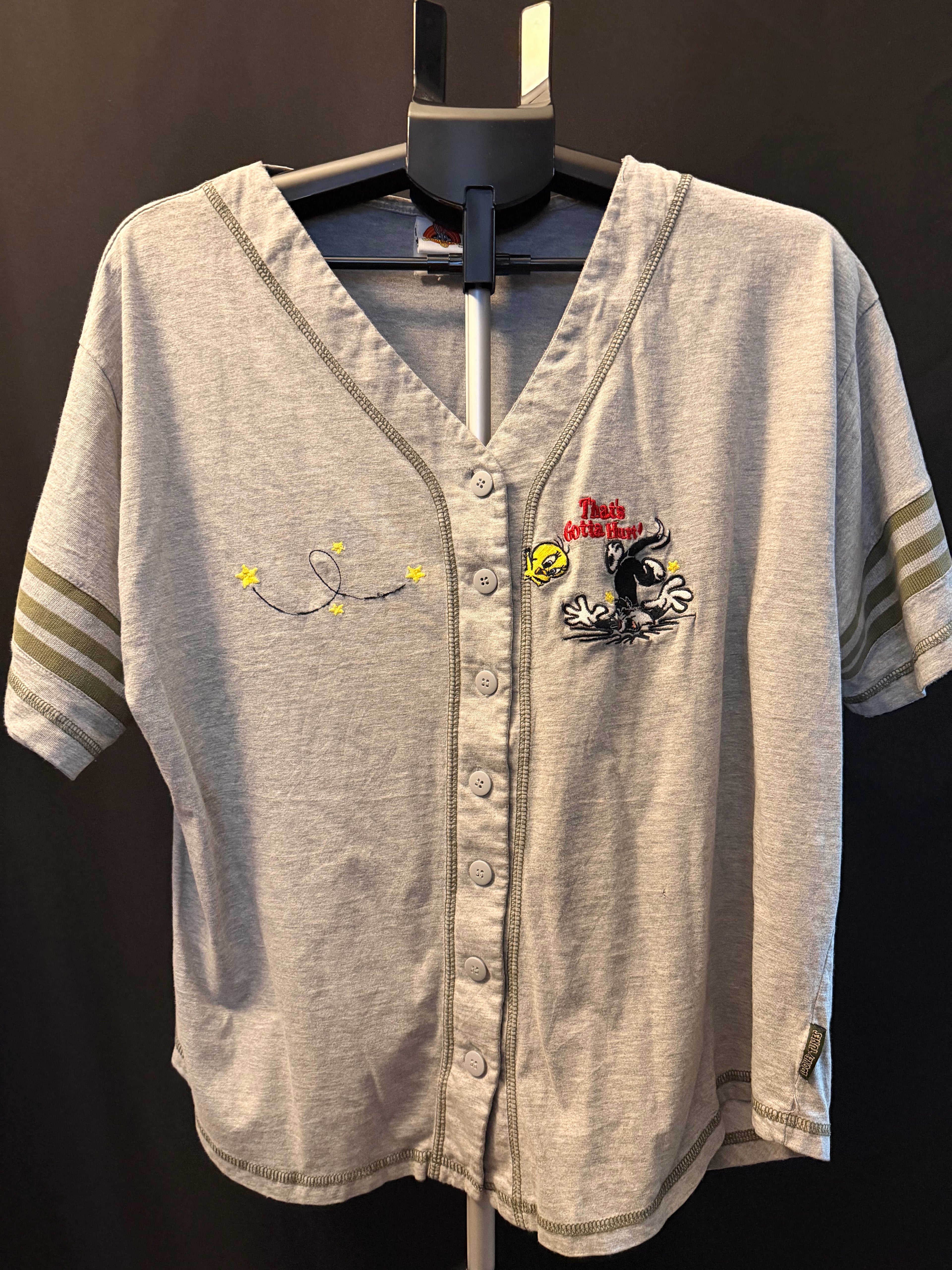 Looney Tunes Embroidered Button Shirt (L)